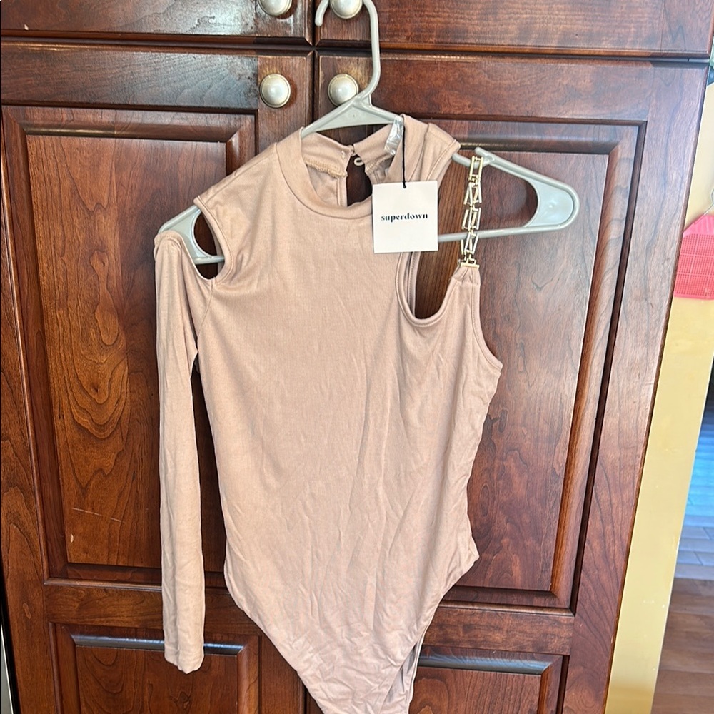 Superdown Tan Cutout Bodysuit